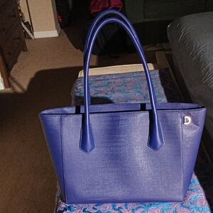 Daphne Dover Purple Leather Signature Large  Tote